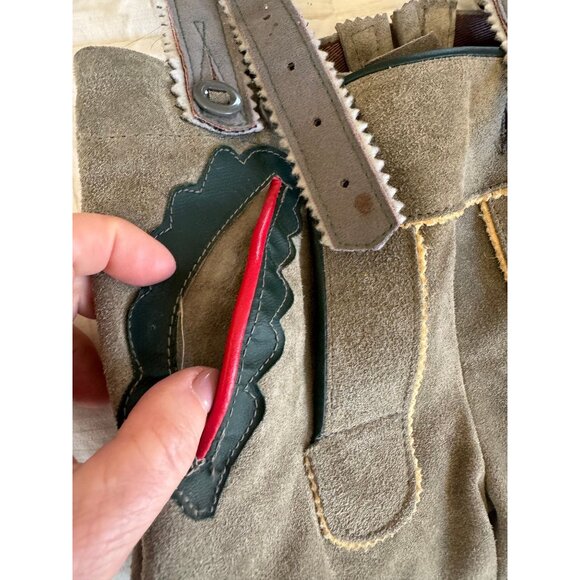 Vintage 1960's Octoberfest Suede Lederhosen Leather Shorts with Suspenders Child - Picture 9 of 9